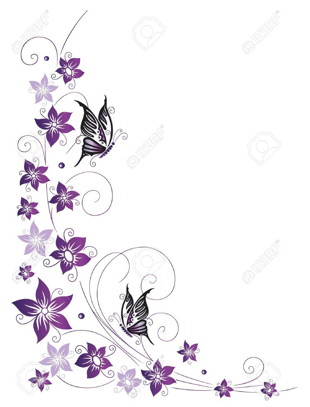 Filigree Tendrils With Blossoms And Butterflies Tattoo Ideas with proportions 988 X 1300