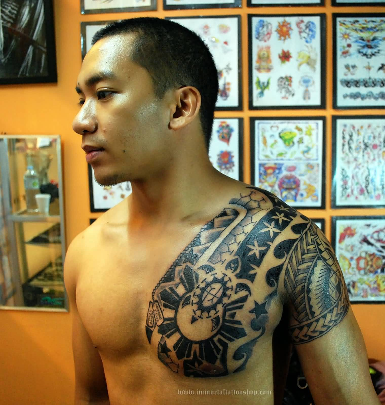 Filipino Polynesian Tattoo On Man Chest within dimensions 1520 X 1600