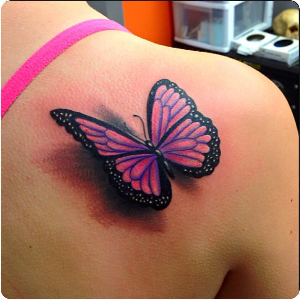 Finally Got My First Tattoo Turned Out Awesome 3 D Butterfly intended for measurements 960 X 960