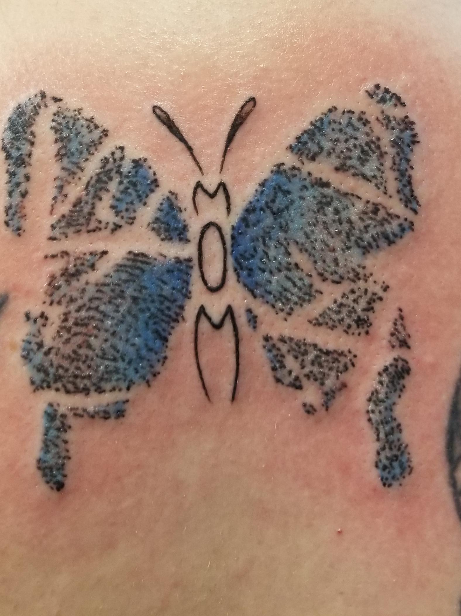 Fingerprint Butterfly Memorial Tattoo Done Cody At Fearless in dimensions 1576 X 2102