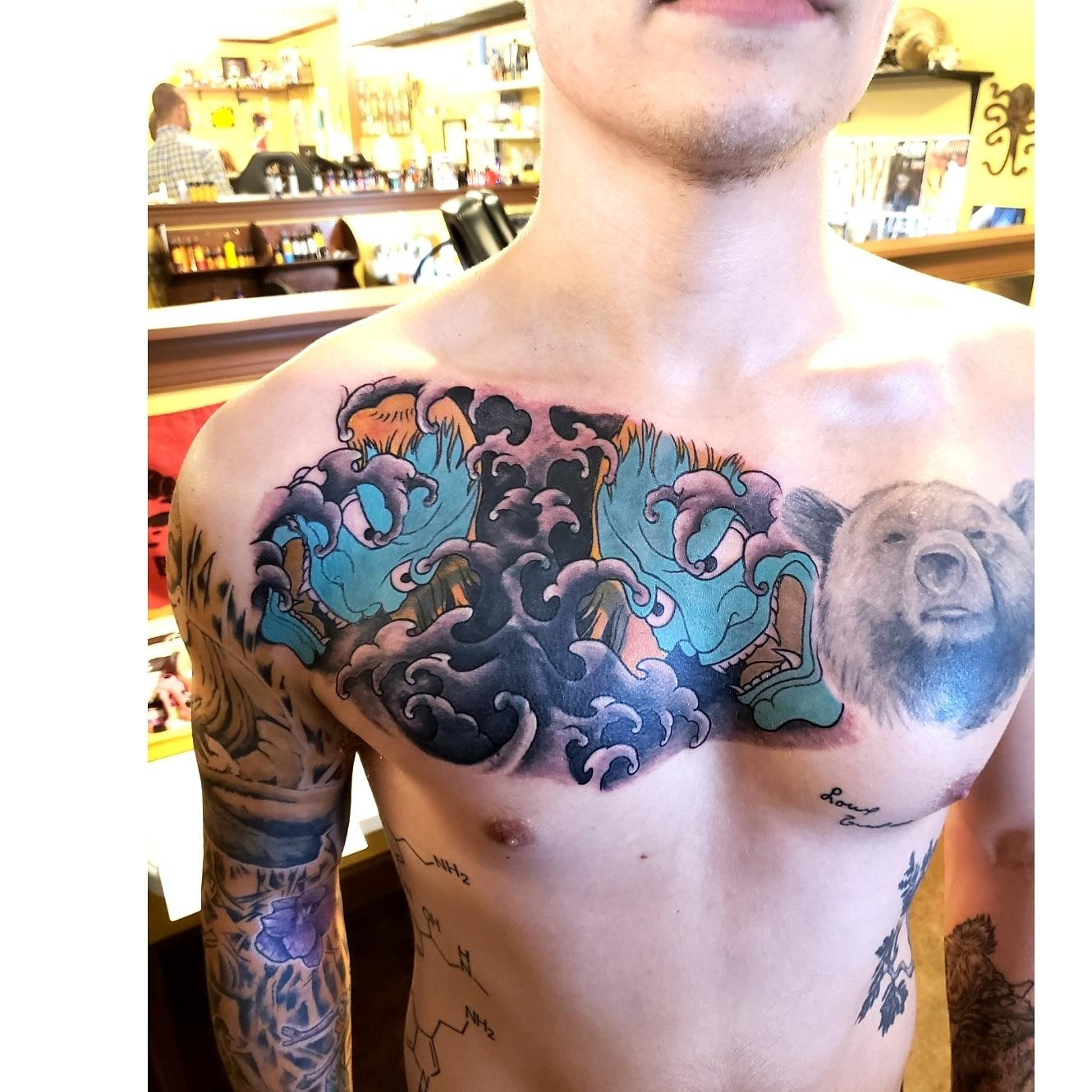 Finished Half Chest Piece Mike Hite 2 Ton Tattoos Kingsport for proportions 1330 X 1330
