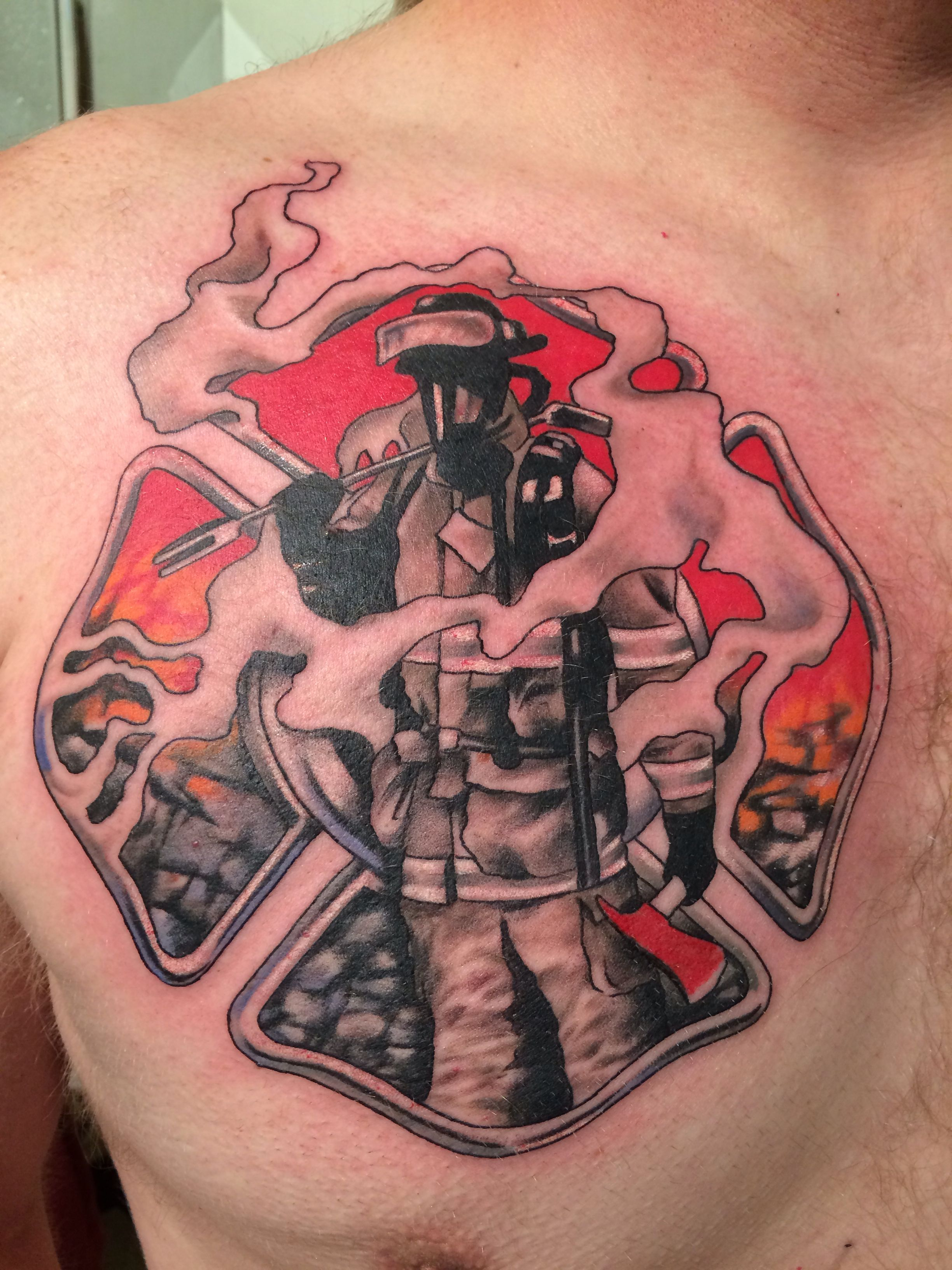 Firefighter Smoke Maltese Tattoo Chest Shared Lion Smokin throughout size 2448 X 3264