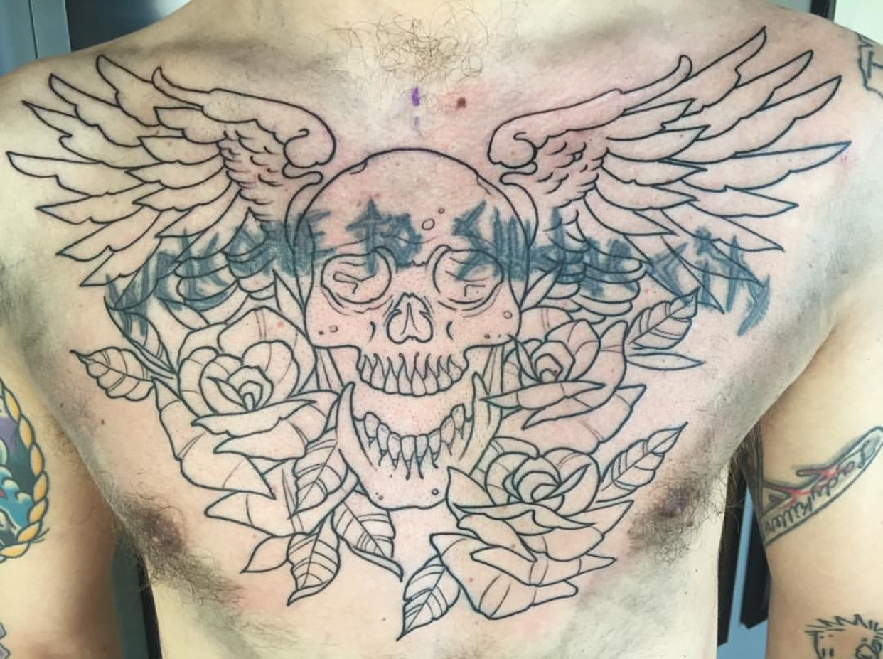 First Session Of Chest Coverup Tattoo Tony Clarkson At Love pertaining to sizing 1242 X 927