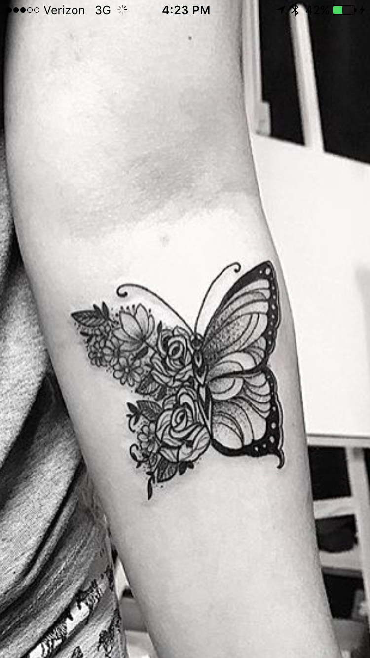 Butterfly And Flower Tattoos On Thigh Arm Tattoo Sites