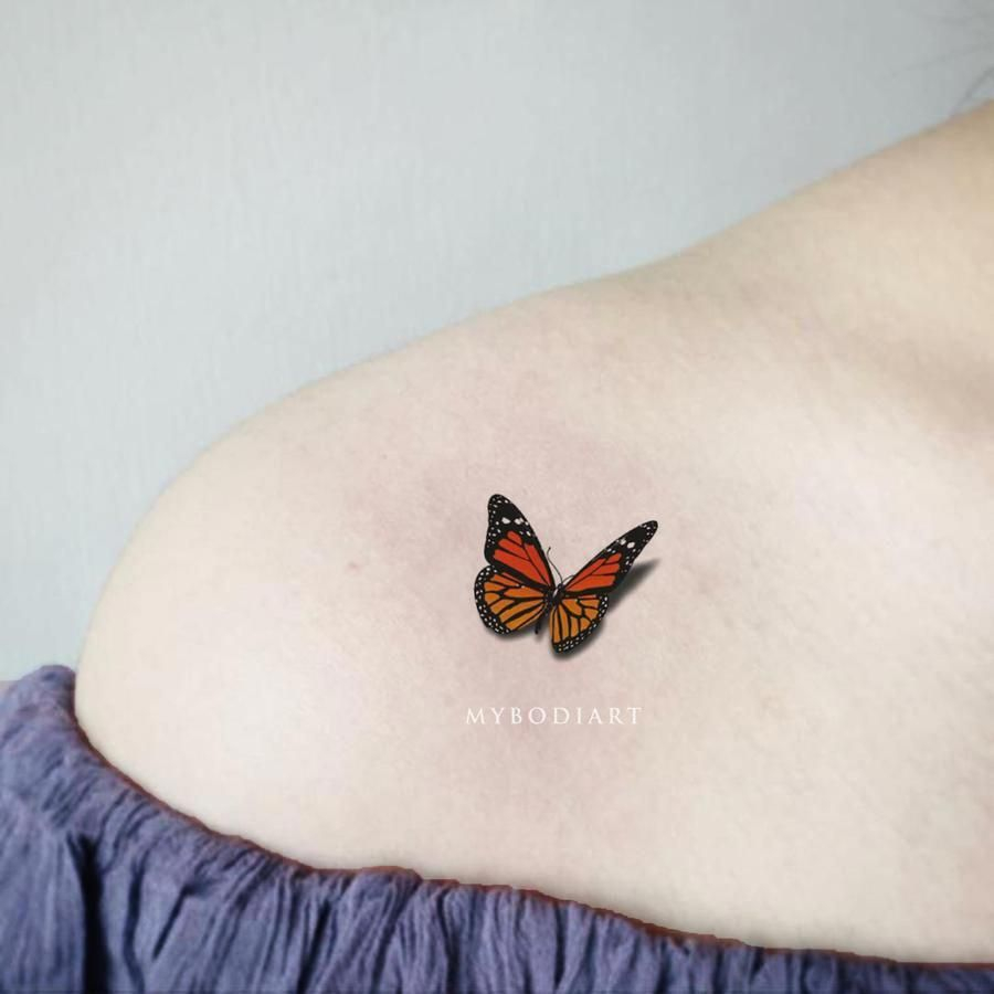 Flutter Small 3d Monarch Butterfly Tattoo Flower Tatts Monarch regarding sizing 900 X 900