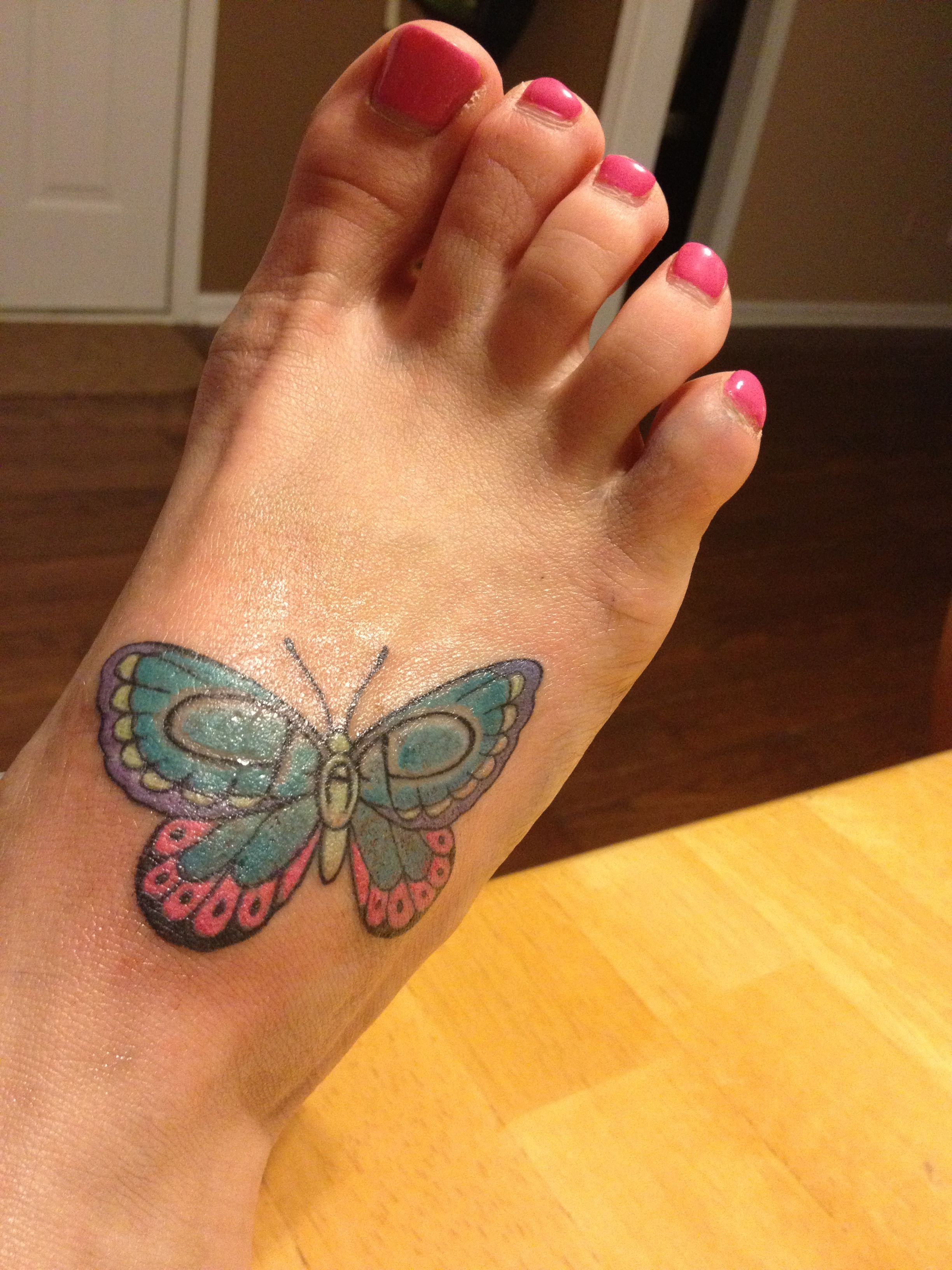 Foot Butterfly Tattoo With My Kids Initials In Each Wing And The with dimensions 2448 X 3264