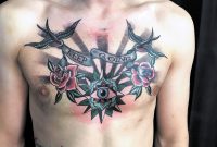 Full Chest Tattoo Swallow Roses And Eye Perfect Old School Tattoo pertaining to size 3000 X 4000