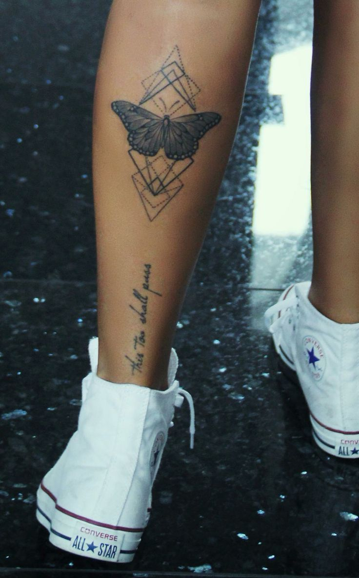 Geometric Tattoo Butterfly Geometric Tattoo Back Of Calf with measurements 736 X 1185