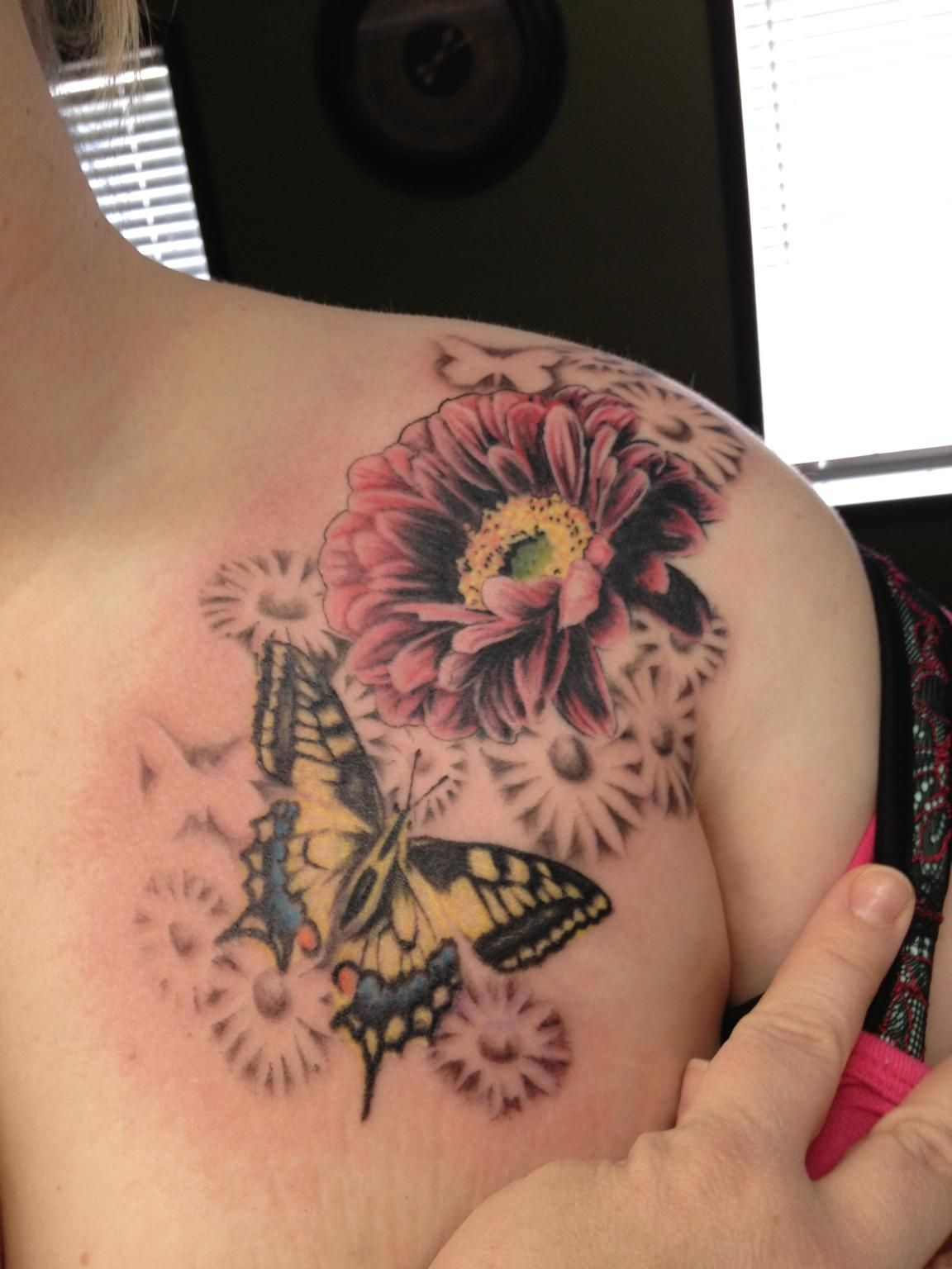 Gerbera Daisy With Butterfly Ink Sl1ng3rdeviantart On with measurements 1152 X 1536