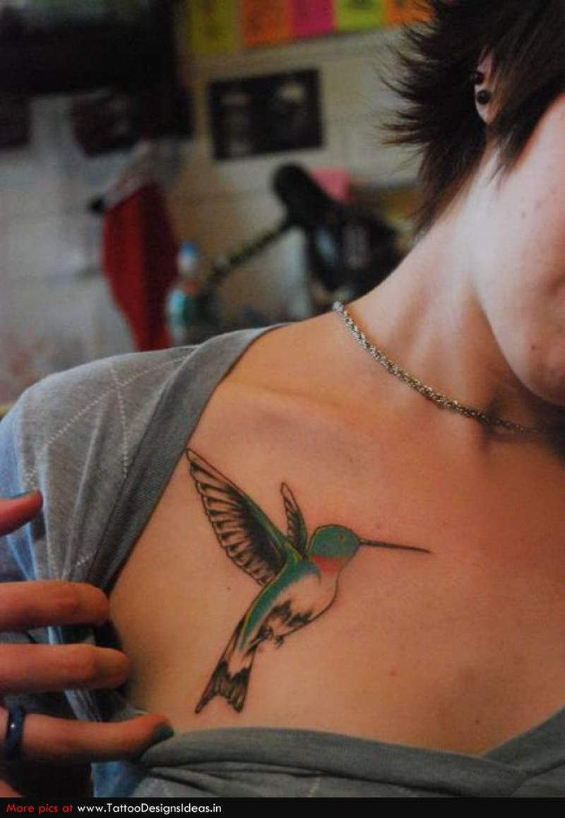 Girl Showing Hummingbird Tattoo On Chest Tattoos Book 65000 intended for dimensions 800 X 1158