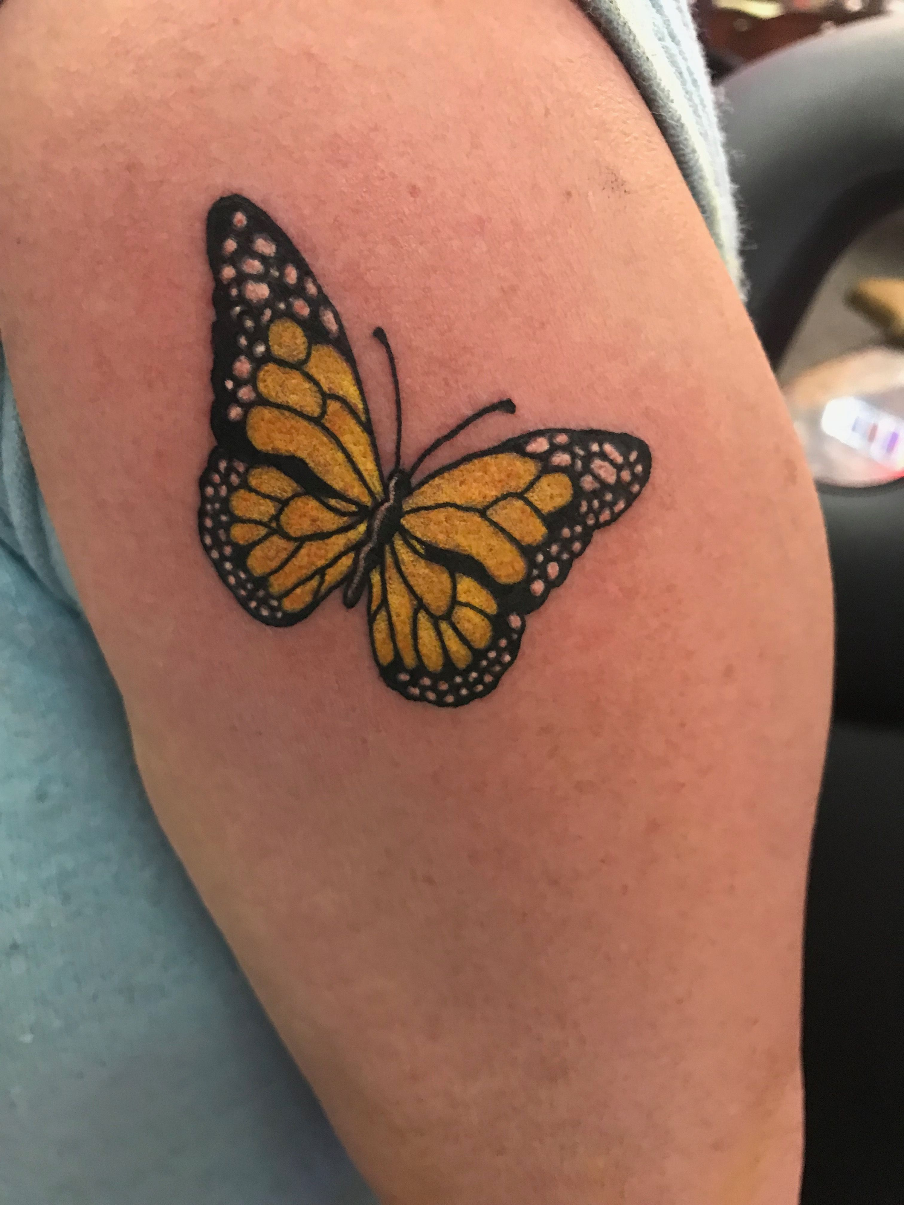 Golden Yellow Monarch Butterfly Tattoo Hello Kitty Yellow in size 3024 X 4032