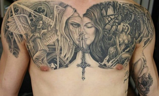 Good Vs Evil Chest Tattoos Arm Tattoo Sites