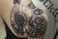 Gray Wash Flowers And Butterflies Girlswithink Sunflower Tattoos in proportions 960 X 960