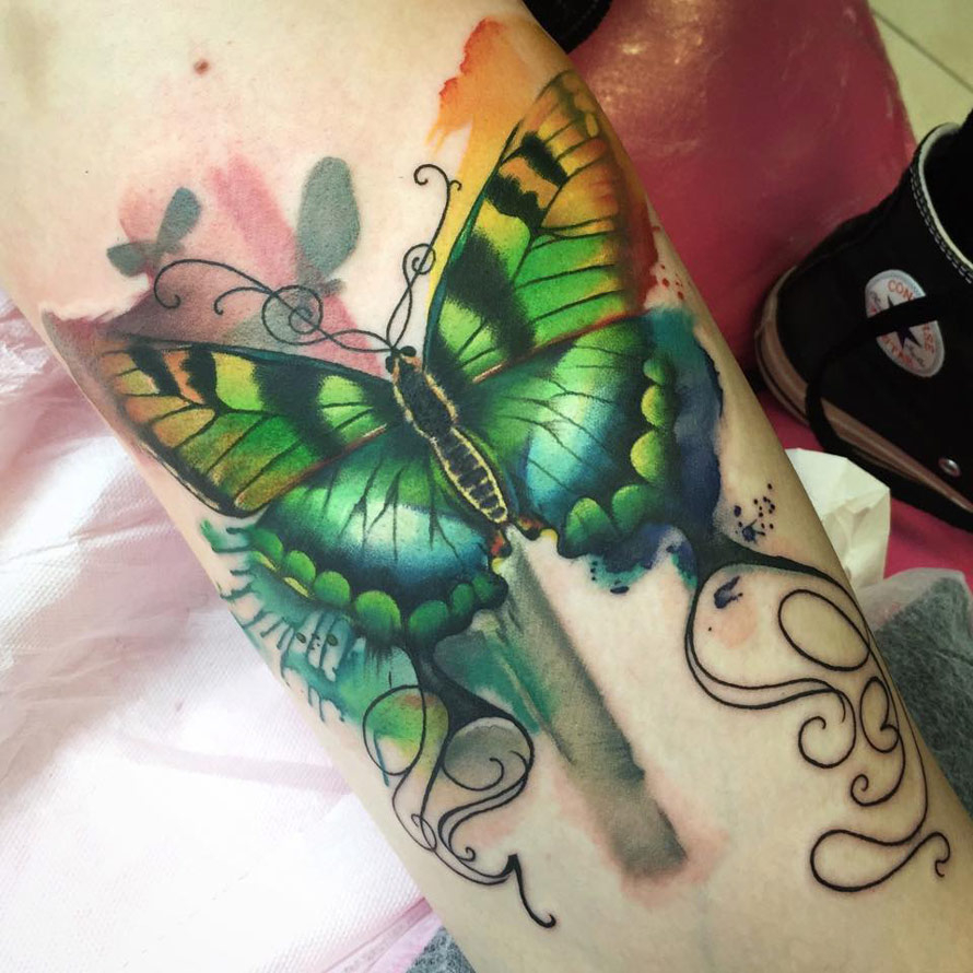 Green Butterfly Tattoo Best Tattoo Design Ideas throughout measurements 890 X 890