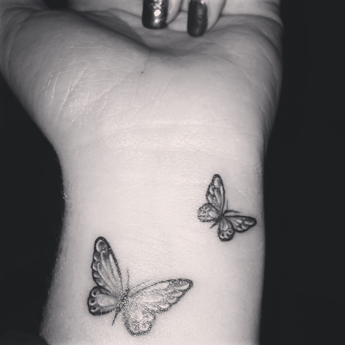 Grey And Black Butterfly Tattoos On Wrist For Girls Tattoos in measurements 1200 X 1200