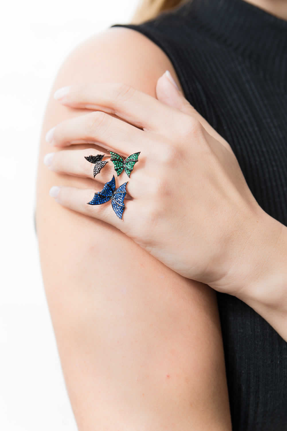 Handmade Ring Butterfly With Blue Green Black Zircon in measurements 1001 X 1500