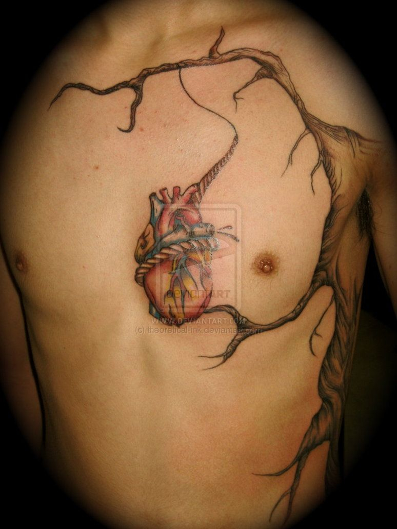 Hanging Human Heart Tattoo On Man Chest For The Of Tattoos for size 774 X 1032