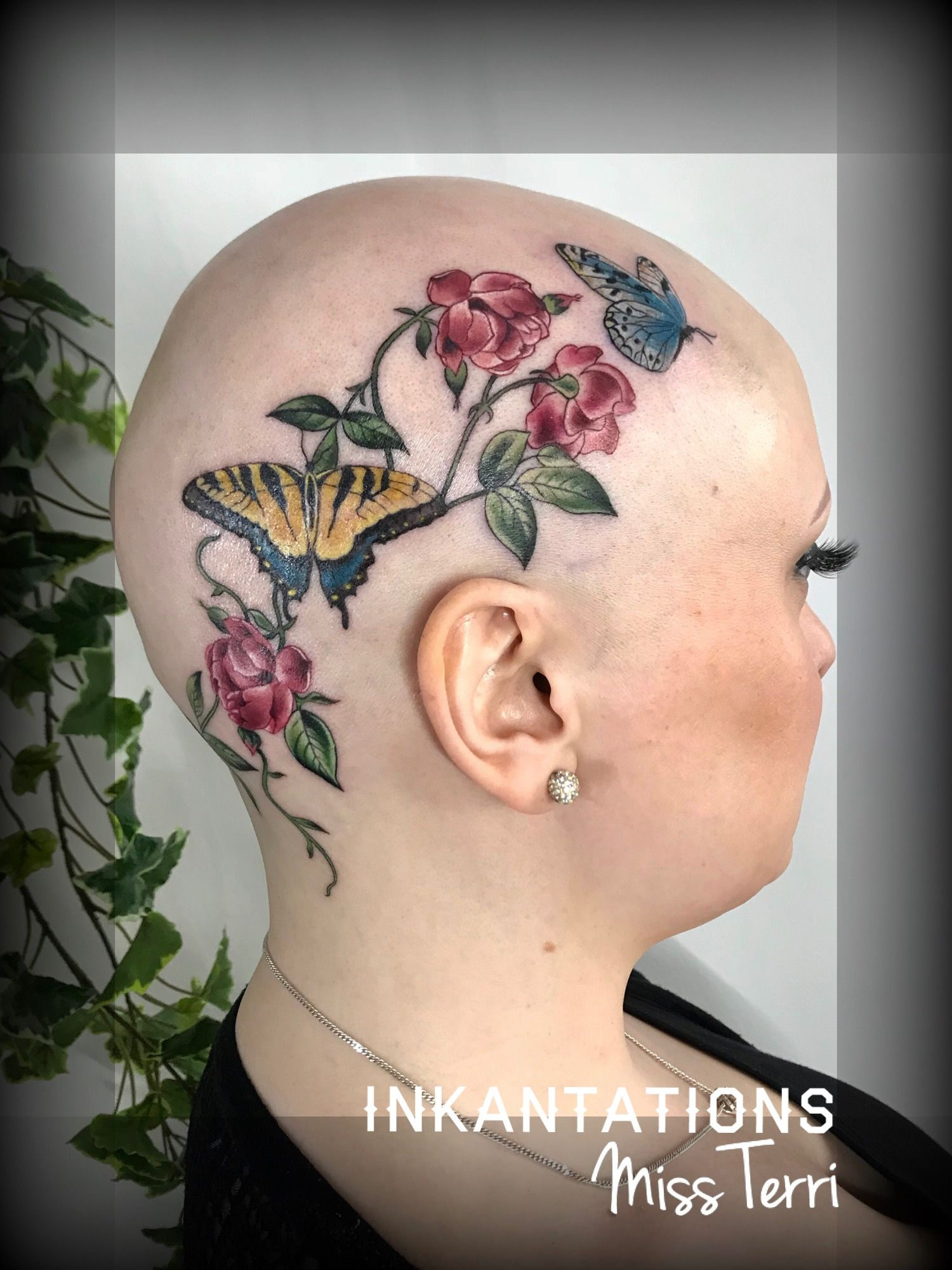 Head Tattoo Alopecia Flowers Butterfly My Tattoo Work Tattoos inside measurements 1500 X 2000