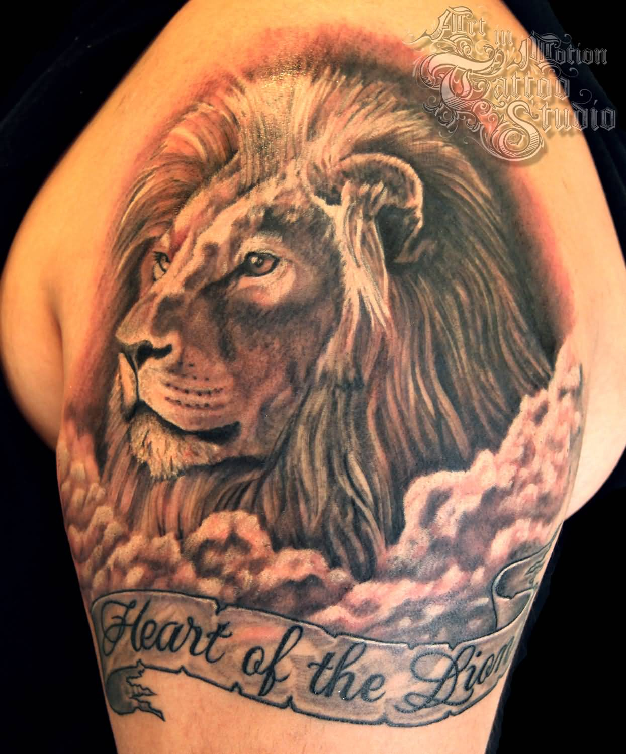 Heart Of The Lion Tattoo On Bicep regarding size 1245 X 1500