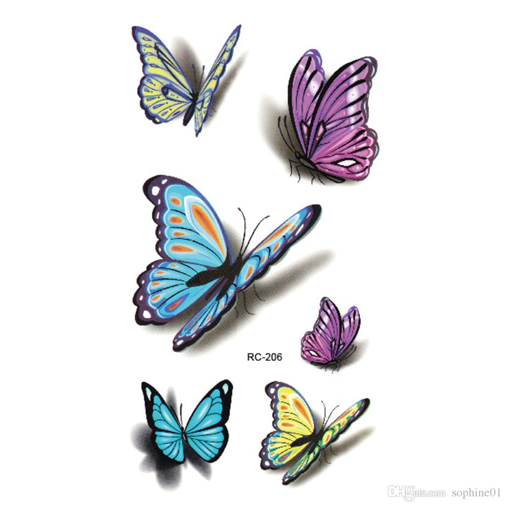 Hot Colorful Butterfly 3d Temporary Tattoo Body Art Flash Tattoo inside sizing 1002 X 1002