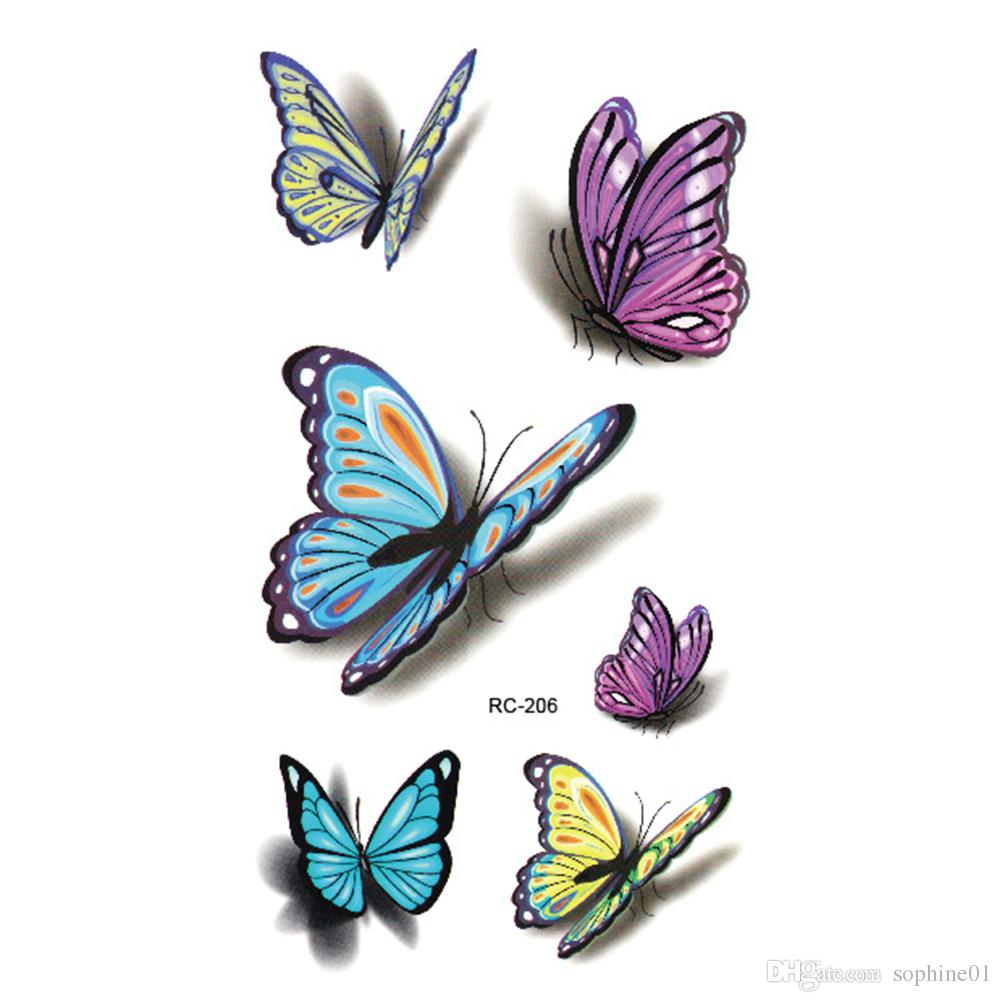 Hot Colorful Butterfly 3d Temporary Tattoo Body Art Flash Tattoo pertaining to dimensions 1002 X 1002