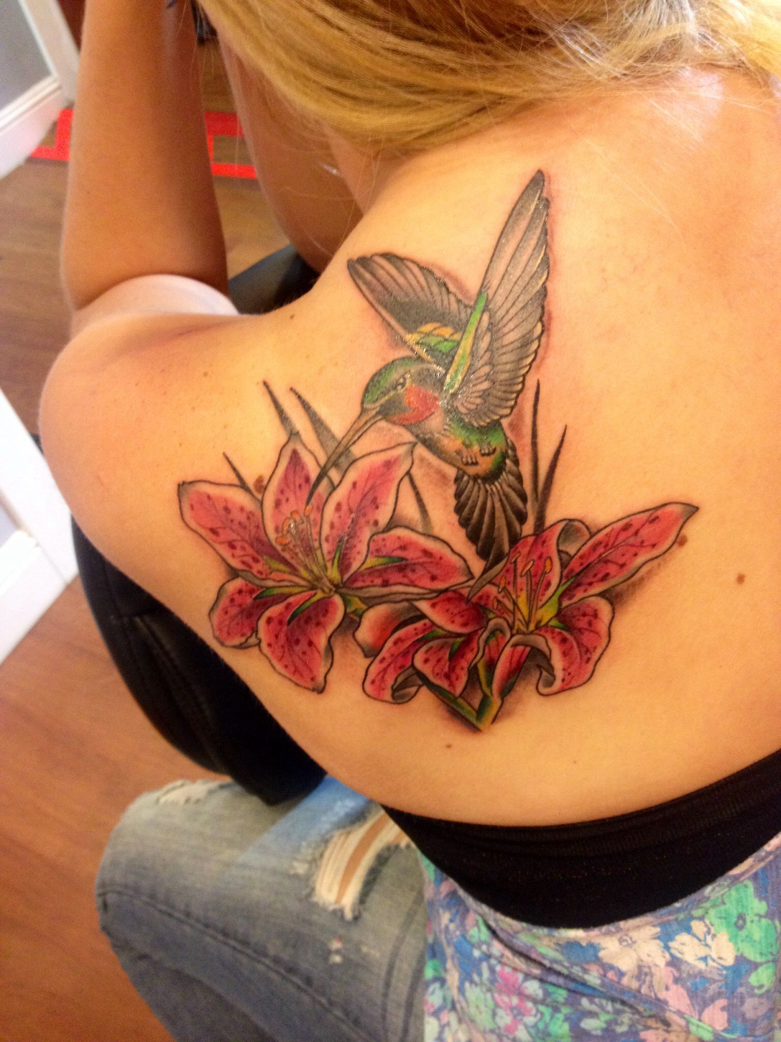 Hummingbird Stargazer Lillies Tattoos Hummingbird Tattoo for dimensions 1536 X 2048