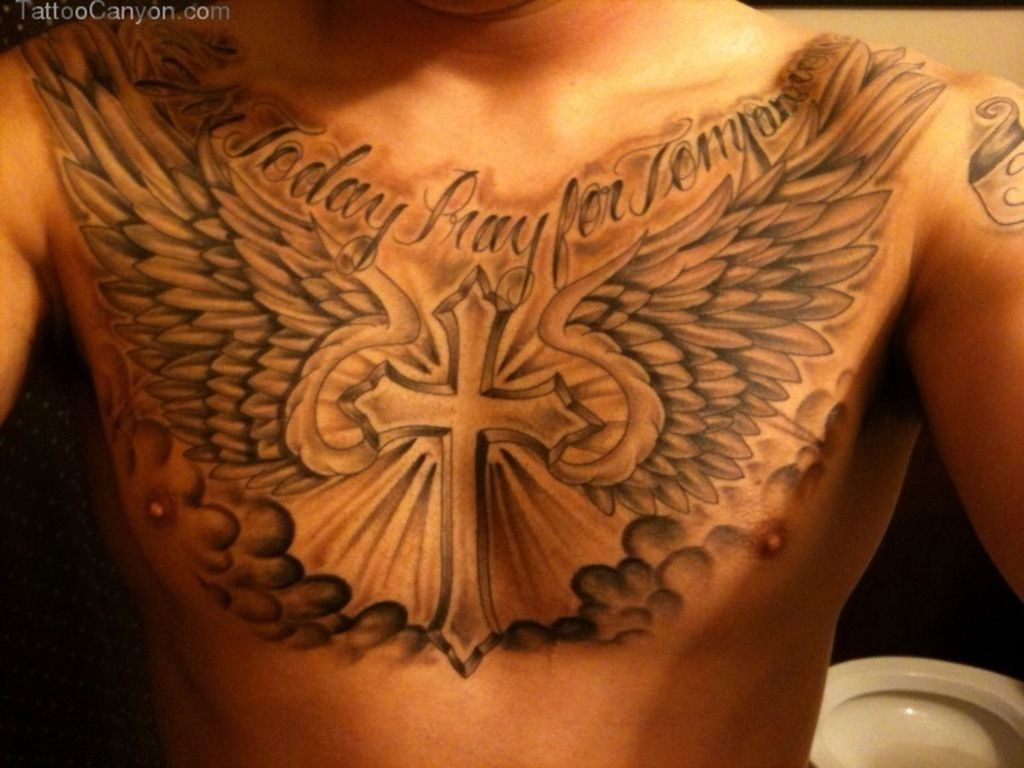 Image Name 3d Angel Wing Tattoo Across The Chest Star Tattoos in sizing 1024 X 768