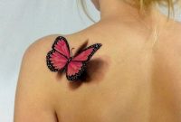 Incredible 3d Red Butterfly Tattoo On Back Shoulder Leika 3d intended for dimensions 1024 X 1624
