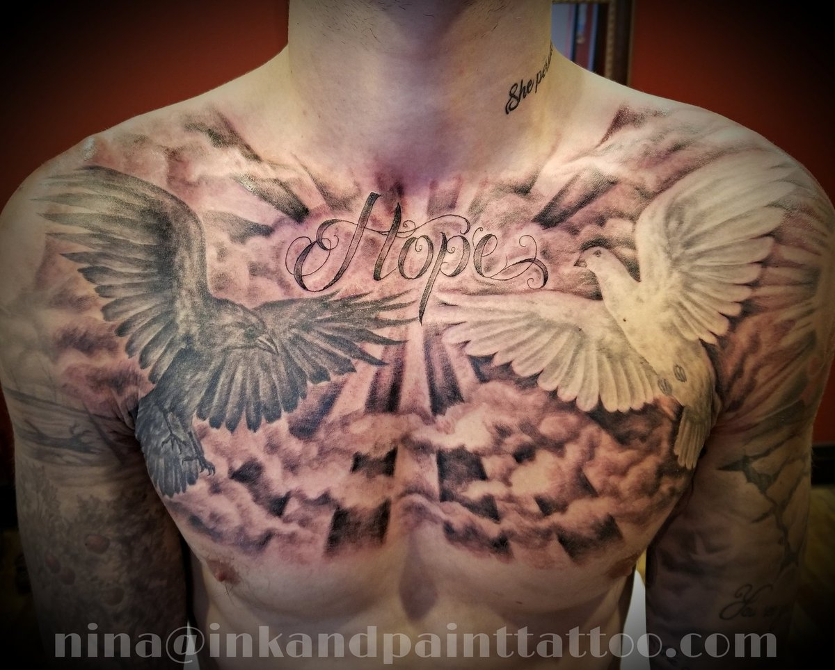 Ink And Paint Tattoo On Twitter Finished This Chest Piece Today with measurements 1199 X 964