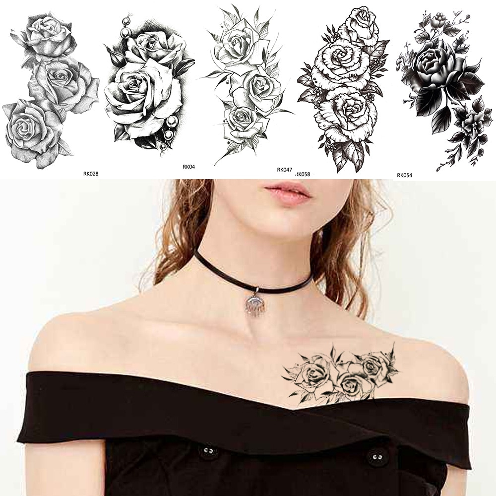 Iorikyo Black Sexy Arm Flower Tattoo Women Chest Stickers Body Art in sizing 1000 X 1000