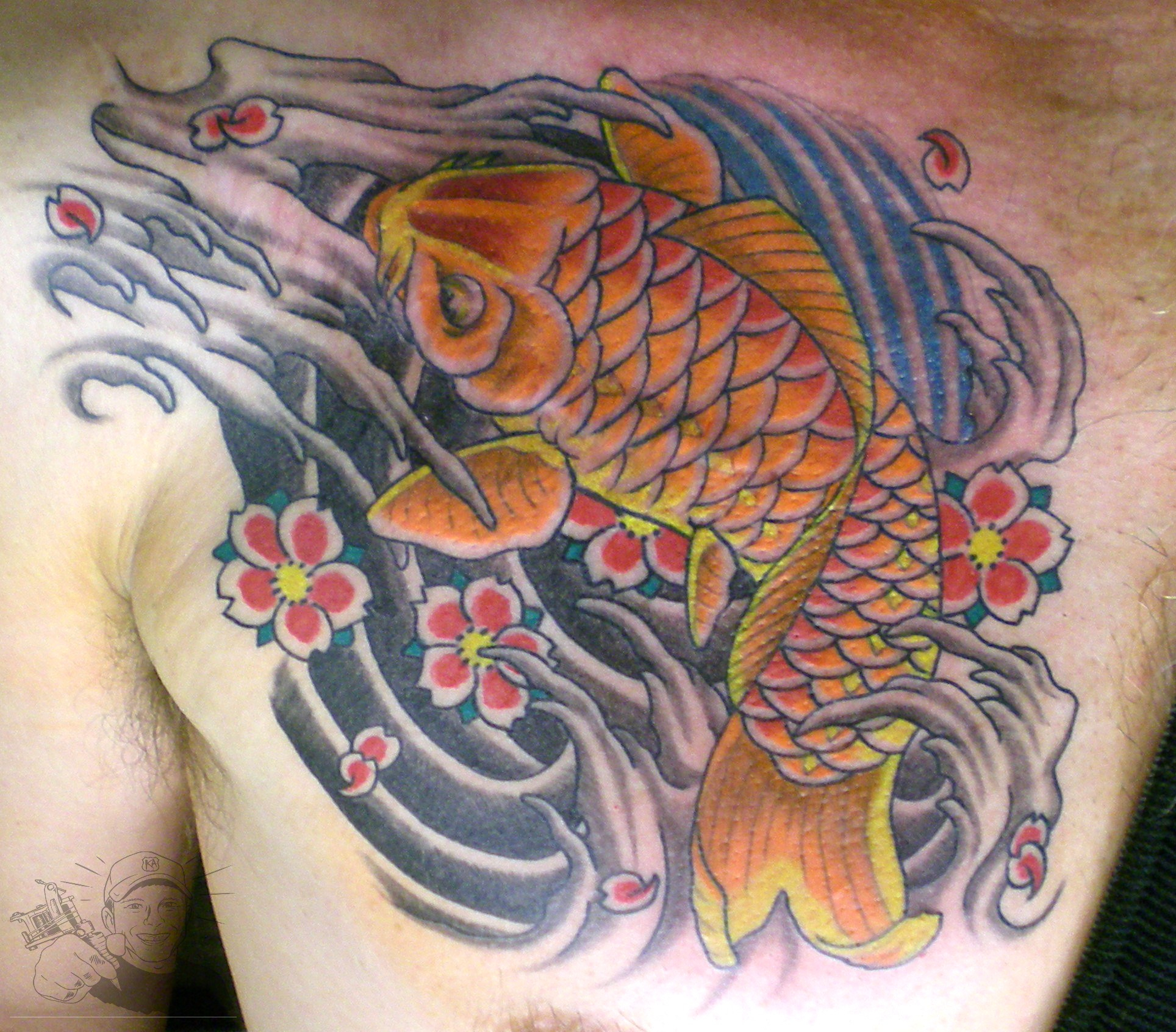 Japanese Koi Chest Tattoo For Men throughout size 1928 X 1692