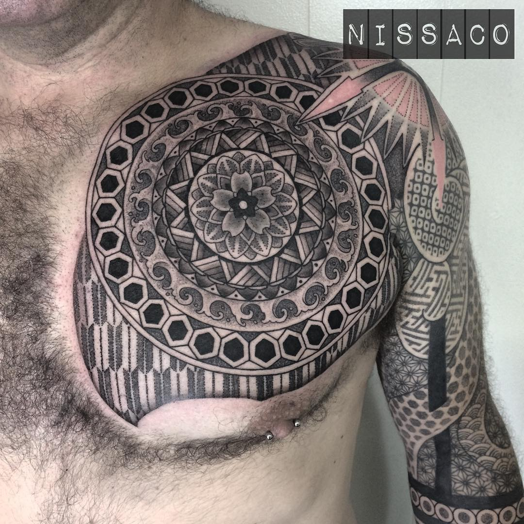 Japanese Mandala Tattoo On Chest Best Tattoo Ideas Gallery intended for dimensions 1080 X 1080
