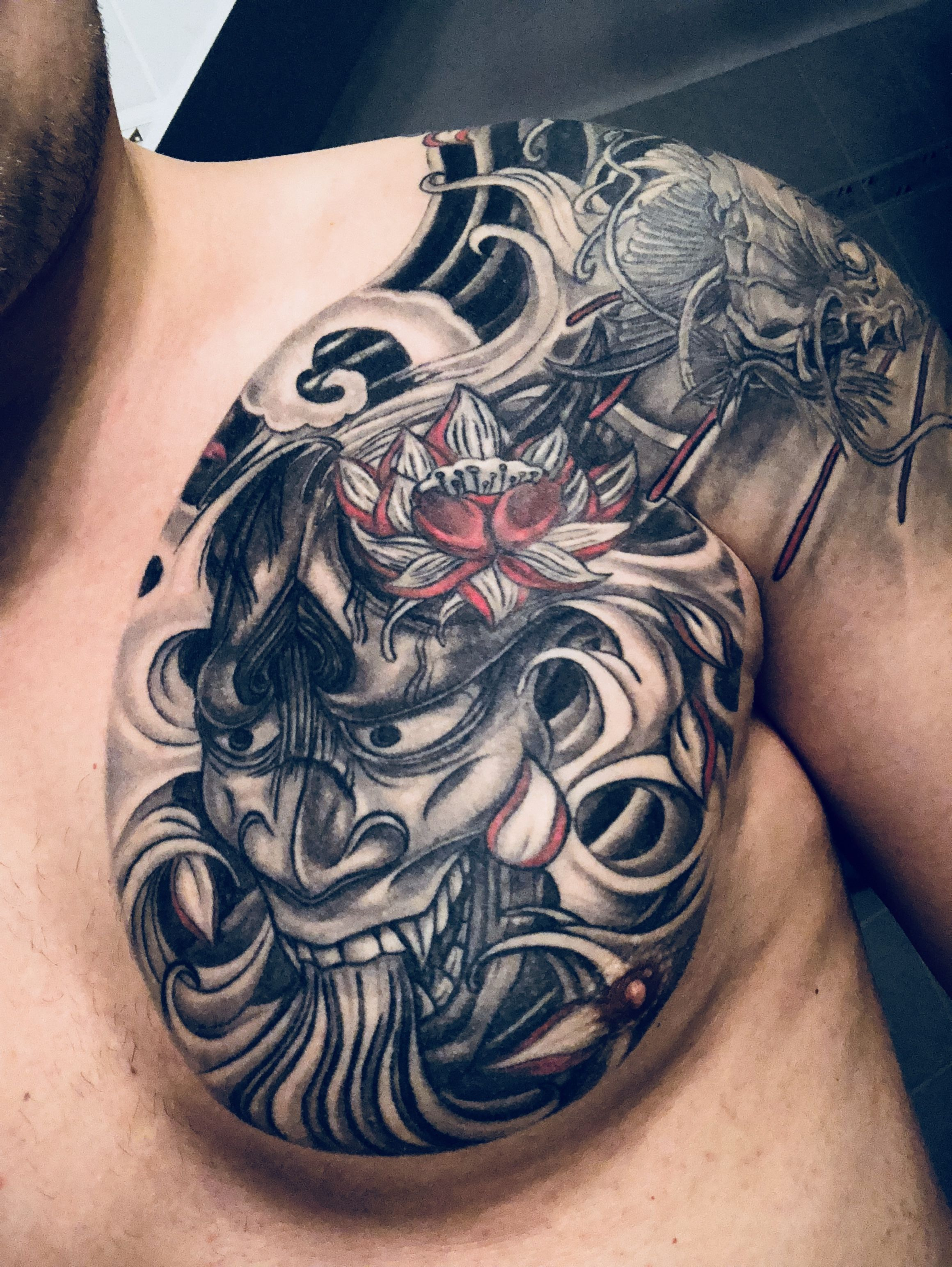 Japanese Tattoo Chest Hannya Mask 12 Sleeve Tattoo Ideas inside measurements 2320 X 3088