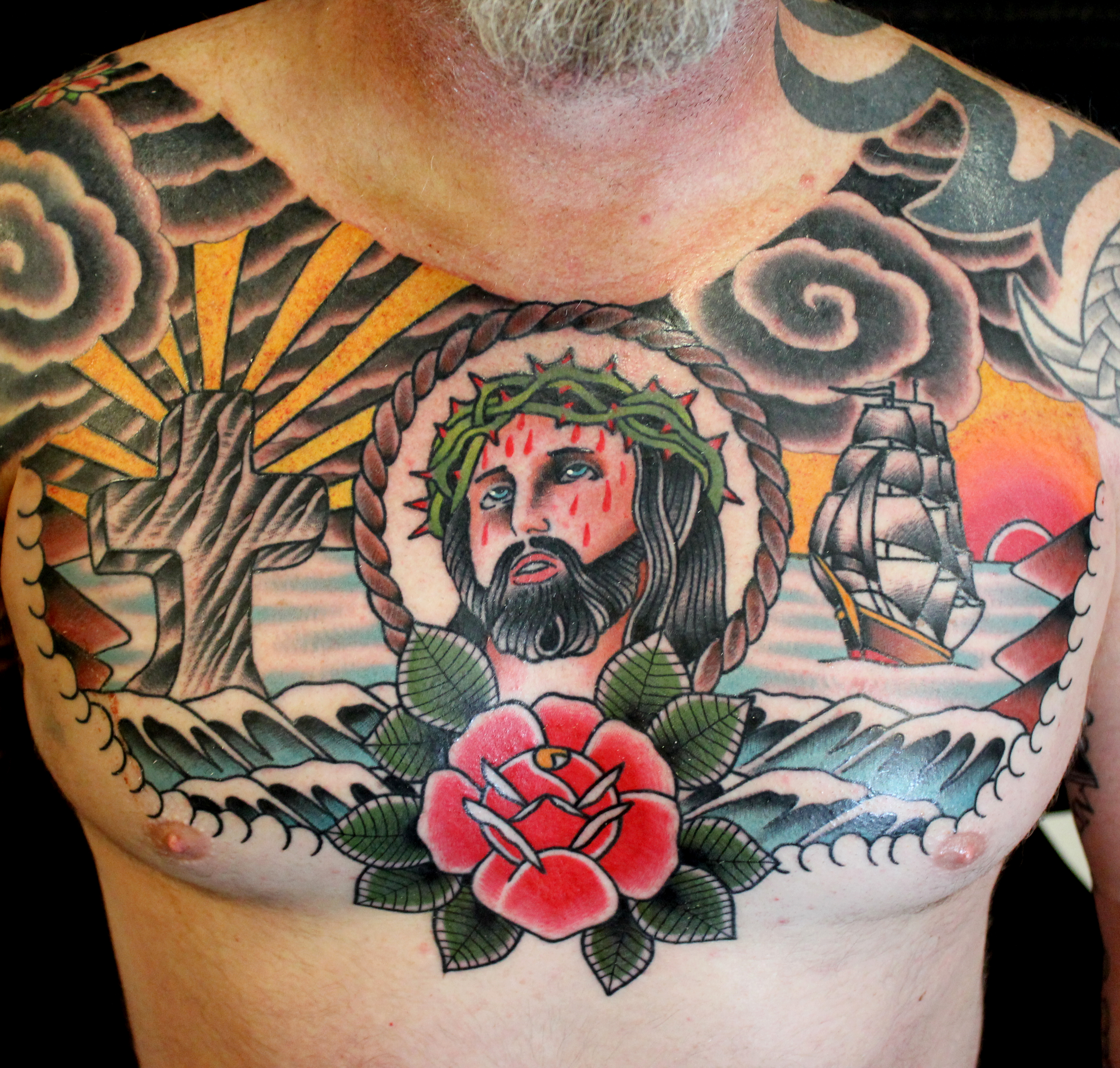 Jesus Chest Piece Another Tattoo regarding size 3457 X 3298