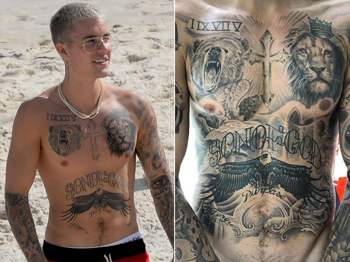 Justin Bieber Spent Over 100 Hours Getting Entire Chest Tattooed intended for sizing 1200 X 900