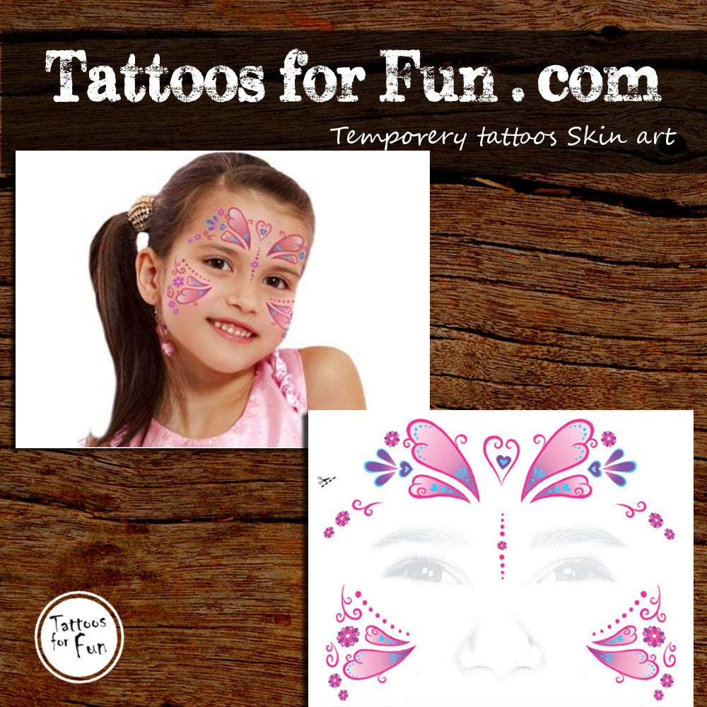 Kid Princess Butterfly Face Tattoo Kids Face Tattoo Etsy with regard to dimensions 1000 X 1000