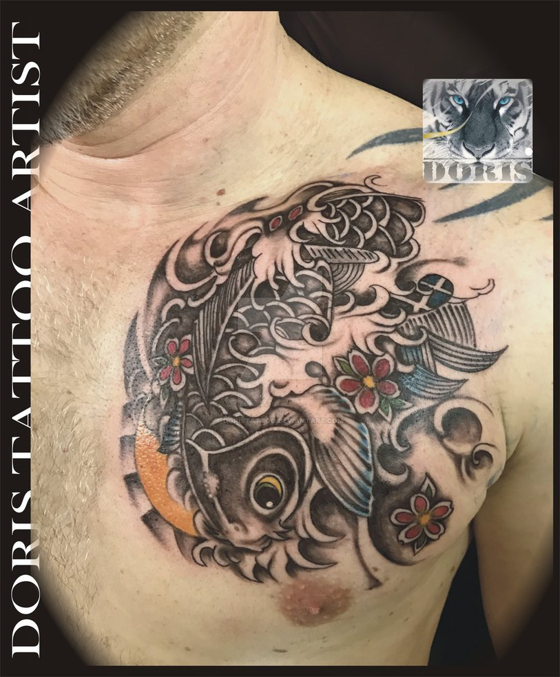 Koi Chest Tattoo Doristattoo On Deviantart intended for proportions 813 X 9...