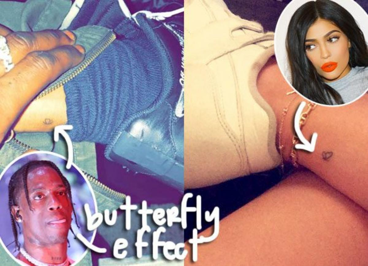 Kylie Jenner Travis Scott Just Got Matching Butterfly Tattoos within propor...