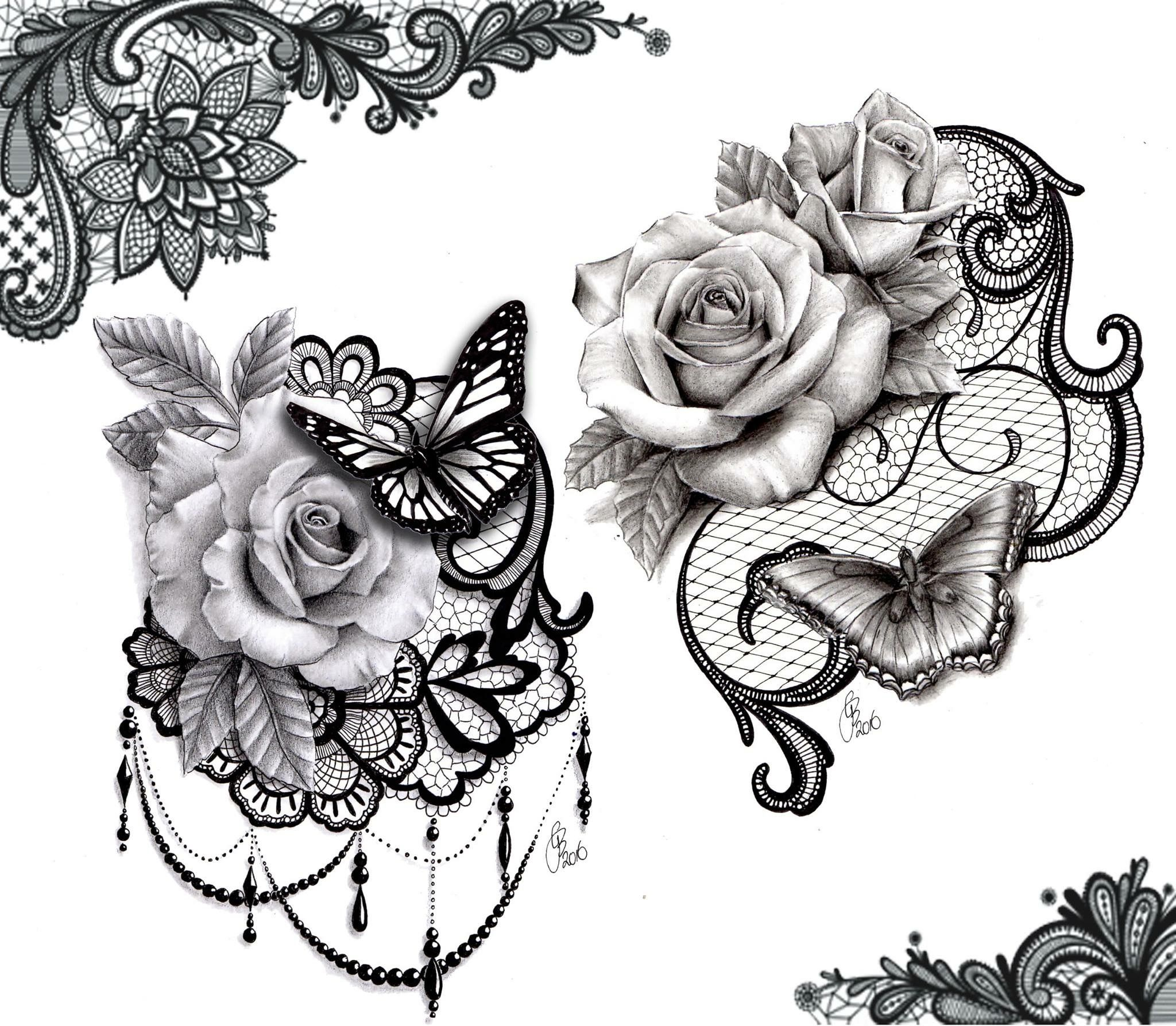 Lace Butterfly Rose Tattoo Design Tattoo Ideas Lace Skull Tattoo regarding dimensions 2048 X 1788