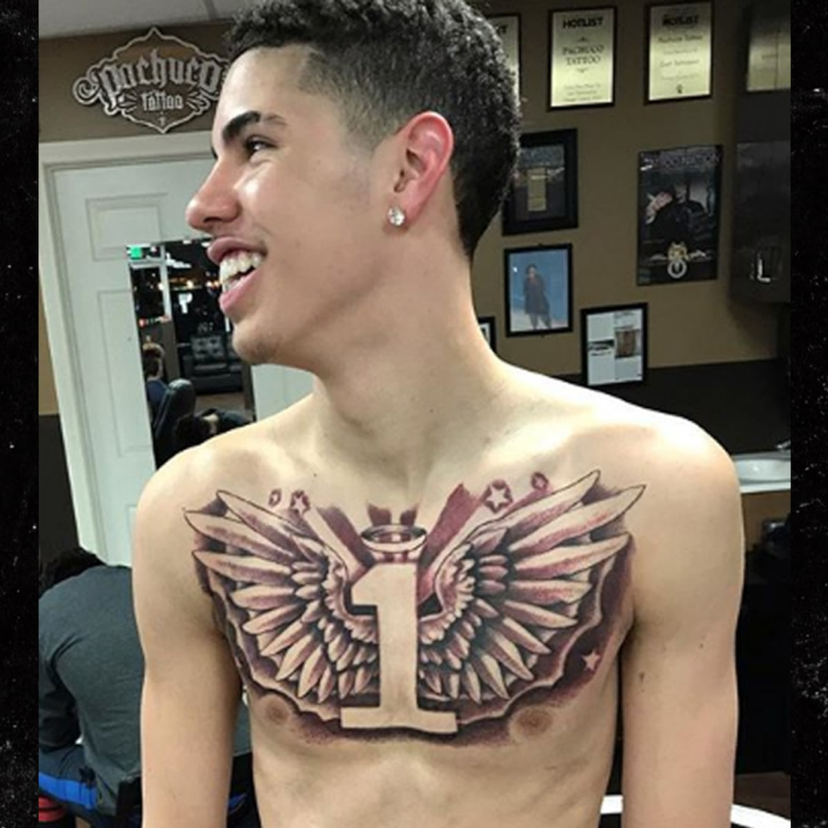 Lamelo Ball Gets Massive Chest Tattoo in dimensions 1200 X 1200.