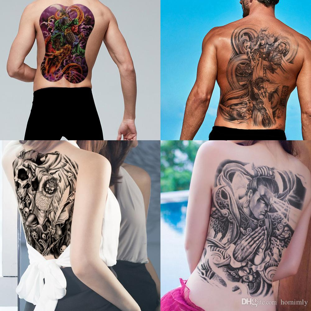 Large Temporary Tattoo Full Back Body Art Sticker Guan Yu Sun Wukong intended for sizing 1000 X 1000