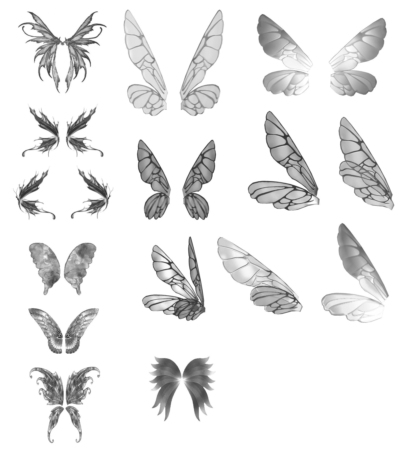Last Image Sillouett Wings Drawing Fairy Wings Tattoos intended for dimensions 1728 X 1944
