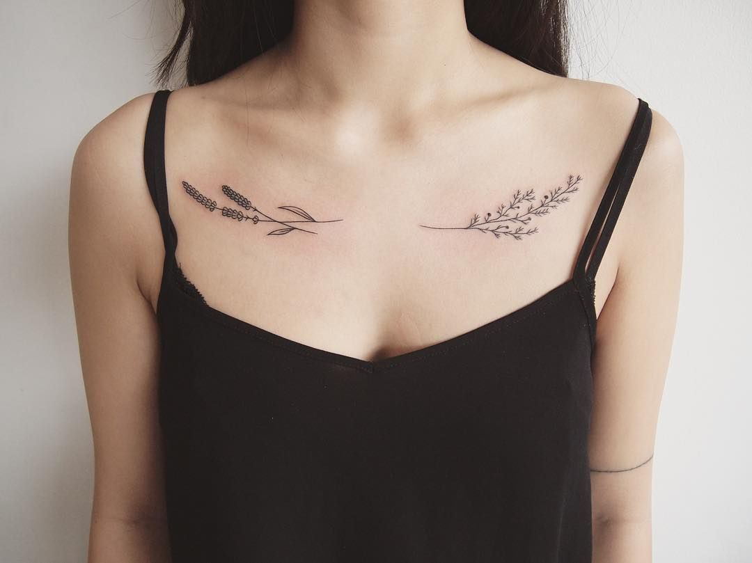 Lavender And Juniper Along The Collar Bone Tattoo People Toronto for measurements 1080 X 809