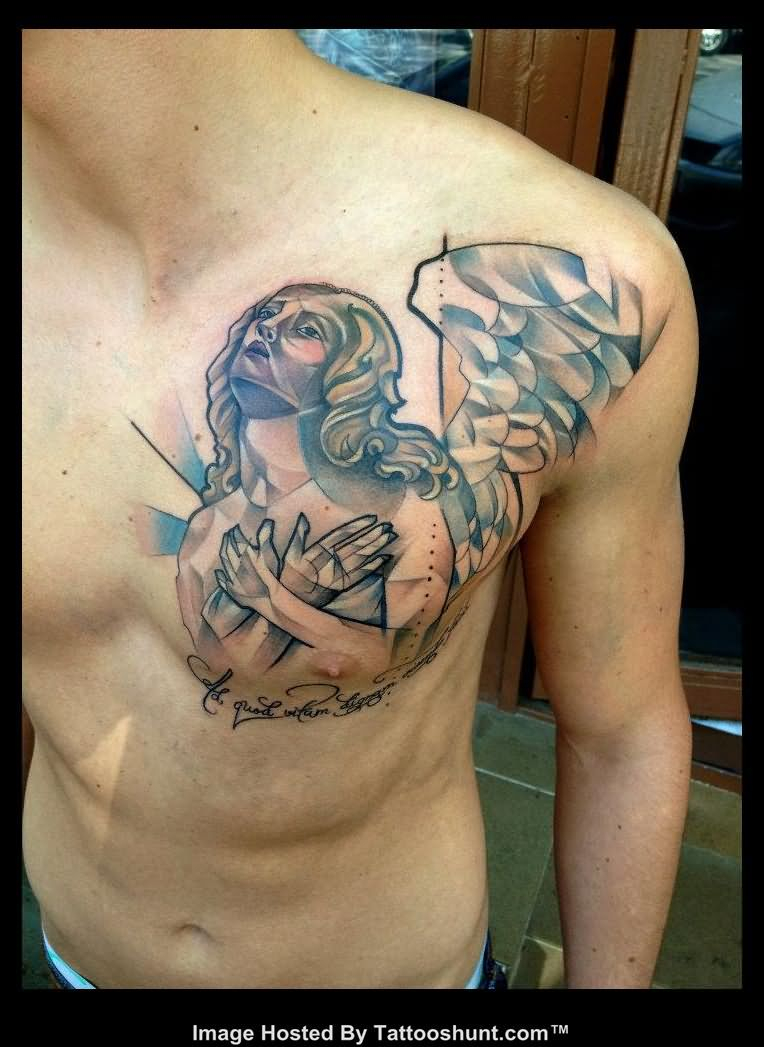 Left Side Abstarct Angel Chest Tattoo with regard to size 764 X 1047