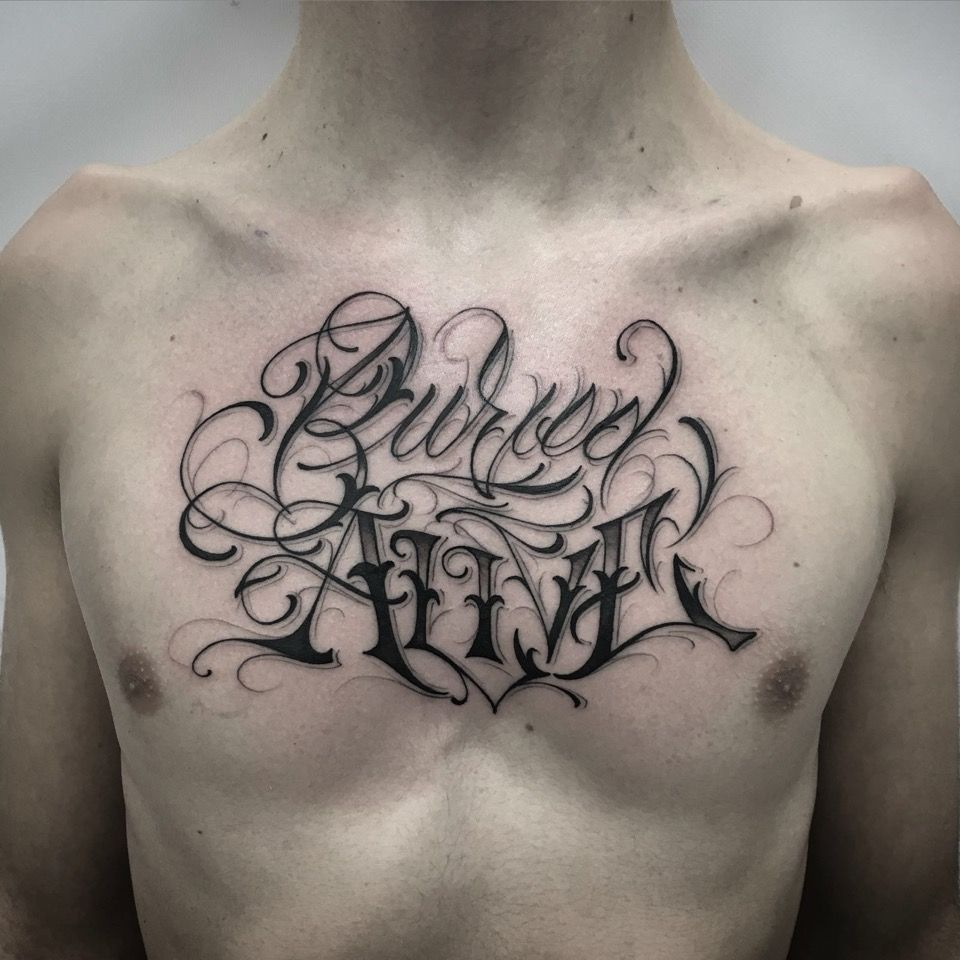 Lettering Font Writing Chest Tattoo Tattoo For Man Man Tattoos within dimen...