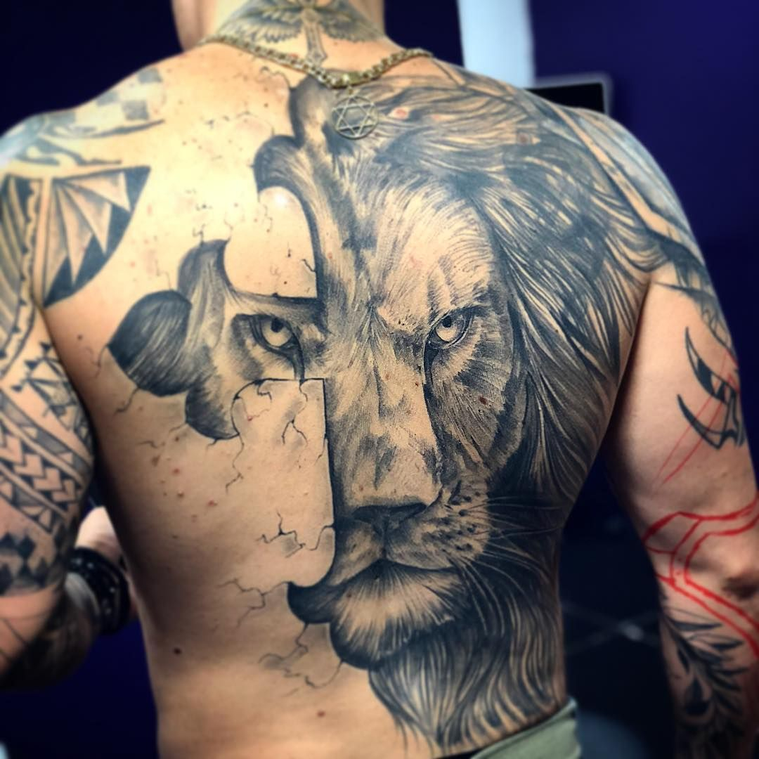 Lion And Cross Full Back Tattoo Tattoos Lion Tattoo Tattoos with regard to size 1080 X 1080