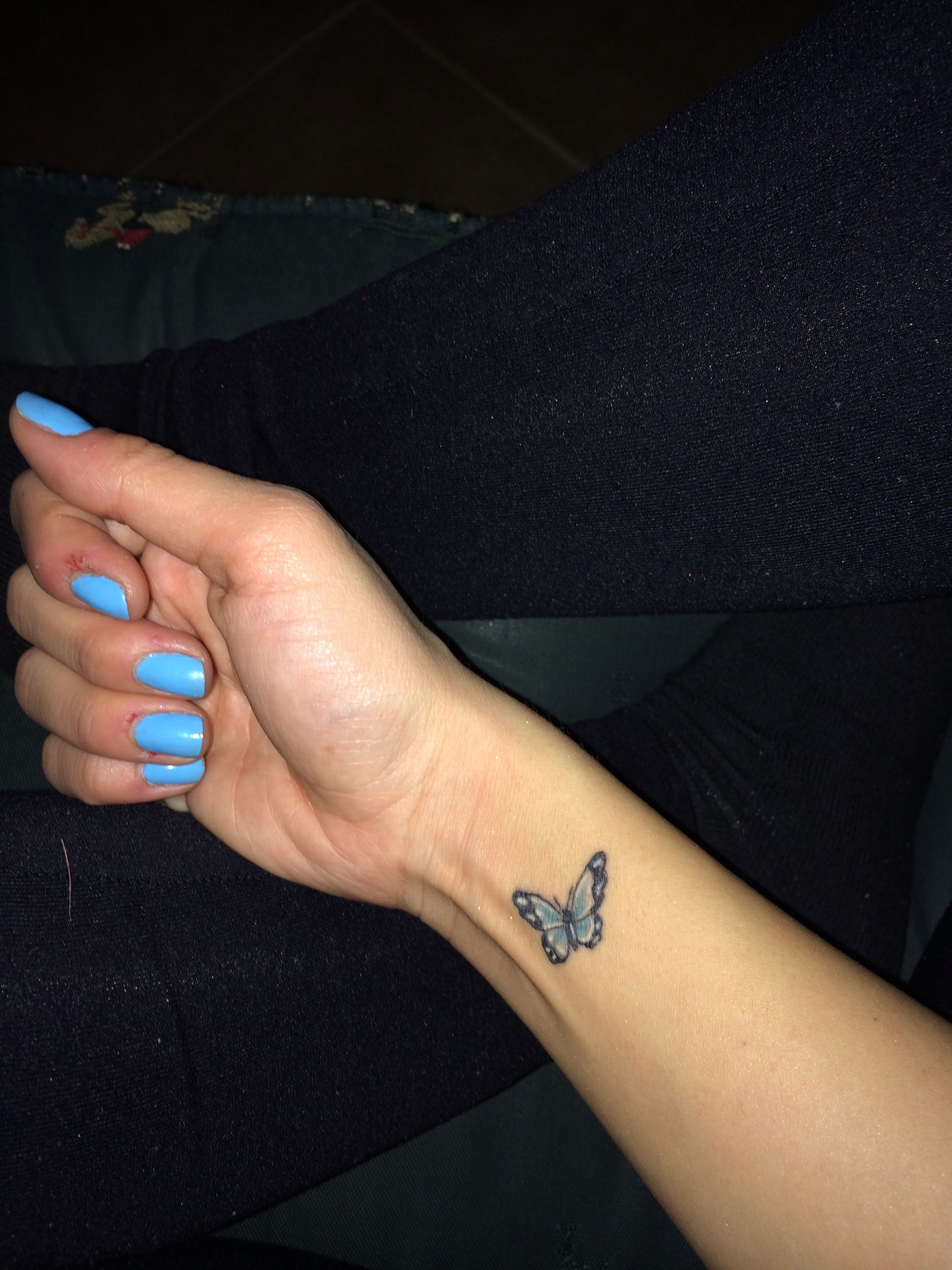 Little Blue Butterfly Tattoos Butterfly Wrist Tattoo Blue with regard to proportions 2448 X 3264