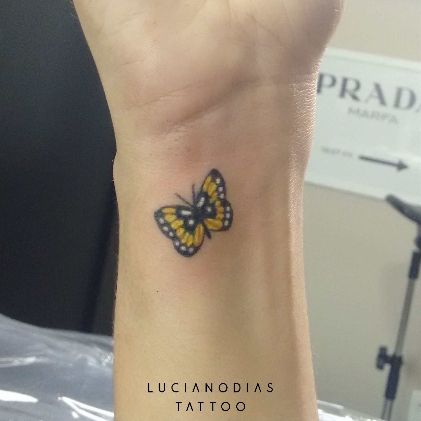 Little Yellow Butterfly Tattoo Made Me At The Black Box Studio within sizing 1772 X 1772