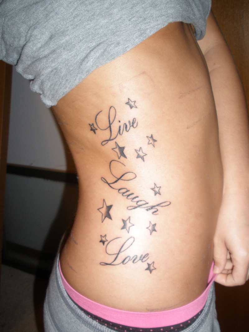 Live Laugh Love With Stars Tattoo On Side Rib throughout sizing 800 X 1067