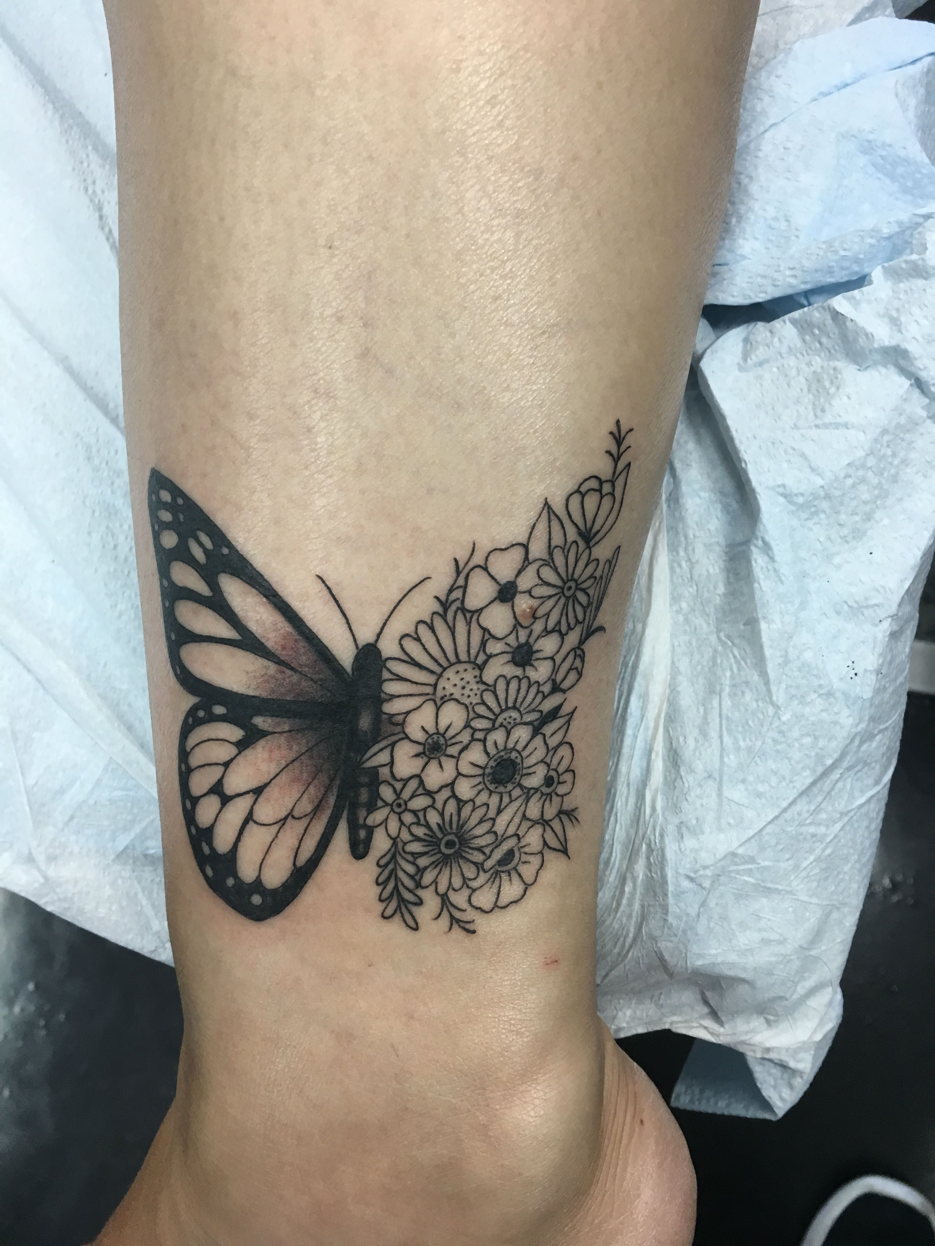 Love My New Butterfly Flower Tattoolooks Perfect On My Ankle for sizing 3024 X 4032